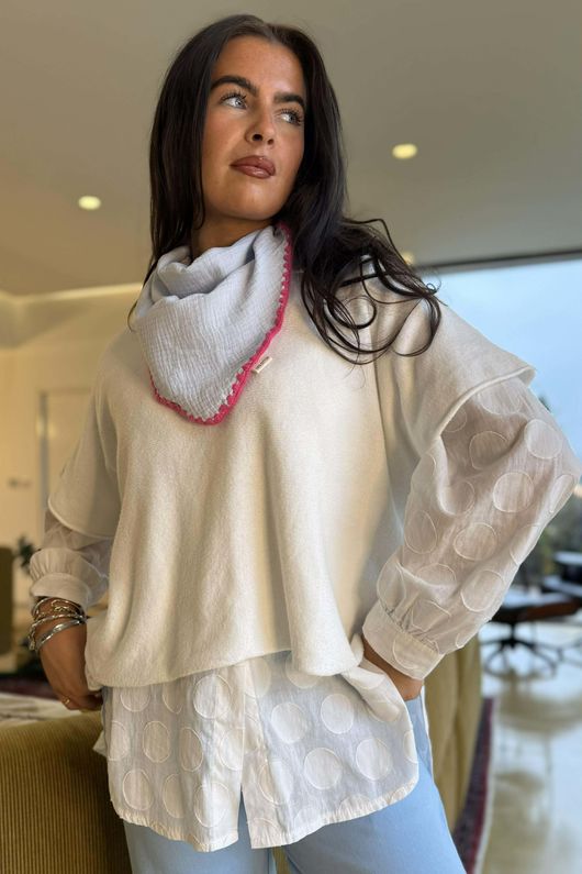 Pia Whipstitch Neckerchief Baby Blue & Hot Pink